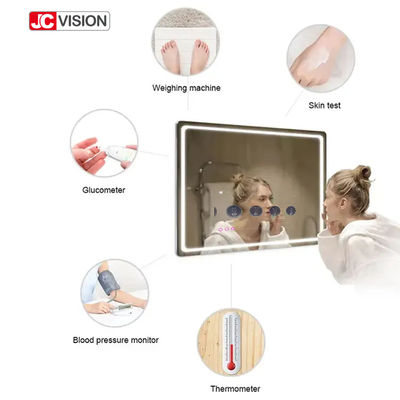 Καθρέφτης λουτρών IP65 των έξυπνων οδηγήσεων επίδειξης οθόνης αφής TV των αδιάβροχων αρρενωπών οδηγήσεων