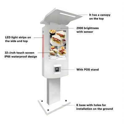 Περίπτερο 32 ιντσών εξωτερικού χώρου IP65 Self Service Checkout με περίβλημα από αλουμίνιο