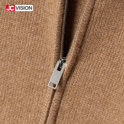 JCVISION Φθινόπωρο Χειμώνας Καφέ V-Λαιμό Μακρυμάνικο Φερμουάρ Γυναικείο